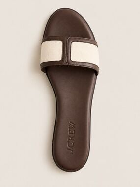 J. Crew Georgina Sandals in Canvas & Leather – Brown - Size 8.5
